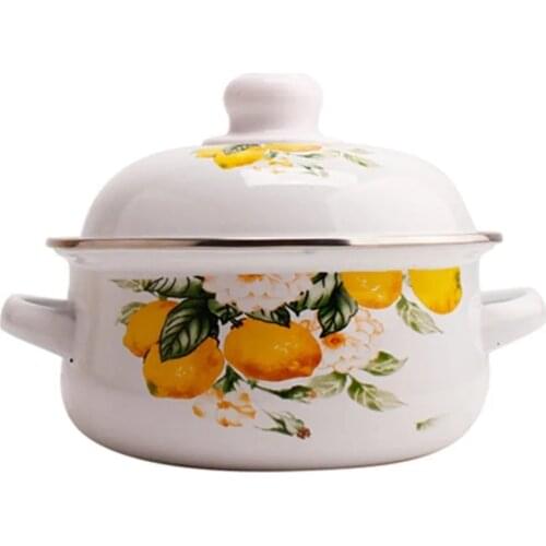 Enamel Pot Household Double Ear Soup Pot Porcelain Pot Stew Pot Smoldering Pot Enamel Pot Casserole Induction Cooker Gas Stove