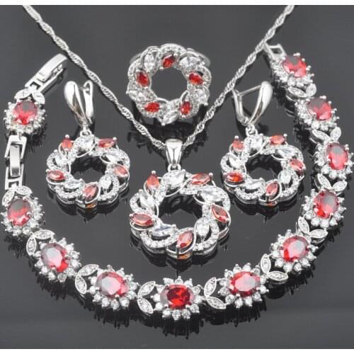 AAA Quality Crystal Bridal Jewelry Sets For Women Wedding Jewelry Zirconia Stone Earrings Ring Bracelet Necklace Set QS0378