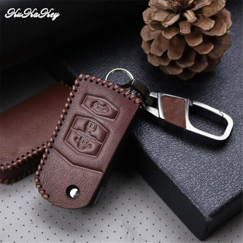 Leather Car Key Protective Cover with Key Holder Key Ring For Mazda 2 3 6 M2 M3 M5 M6 CX-5 323 626 Car Interior Accessories