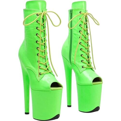 Leecabe 20cm/8inches patent shininy upper top open High Heel platform Pole Dancing boots