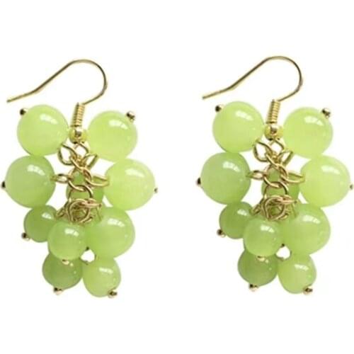 Summer new fresh earrings fashionable green beads tassel grape ear ornaments forest fruit