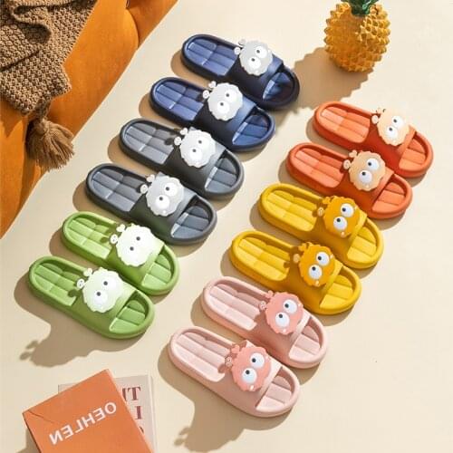 JALANJALKI Summer Women Slippers Thick Sole Lovely Appliques Indoor Platform Big Size Casual Men Slides Non-Slip EVA Beach Shoes