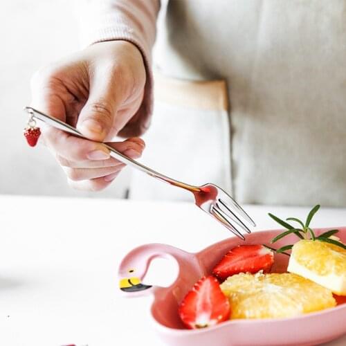 Stainless Steel Spoons Forks With Fruit Pendant Creative Long Handle Mixing Stirring Teaspoon Dessert Cake Spoon Tableware