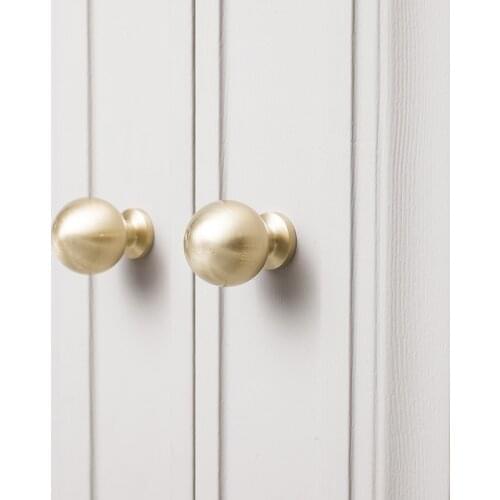 Nordic simple luxury furniture brass handle drawer cabinet wardrobe door pure copper gold single hole ball handle