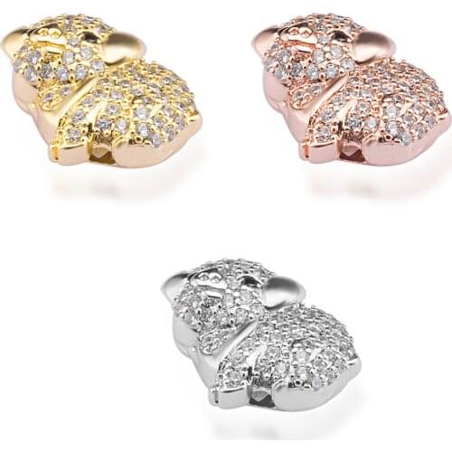 Micro Pave Silver Crystal Cute Sample Jewelry beads Connector DIY charm Bracelet Jewelry Accessories wholesale