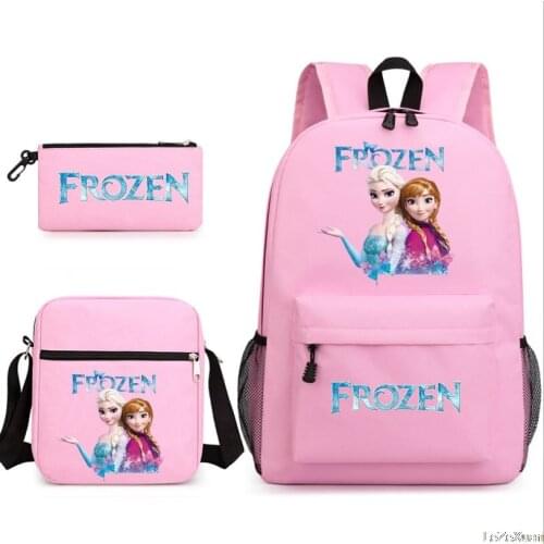 Fashion 3pcs/set Disney elsa and anna School Bags for Teenager Boys Girls elsa Bagpack Women Men Mochila Backpacks