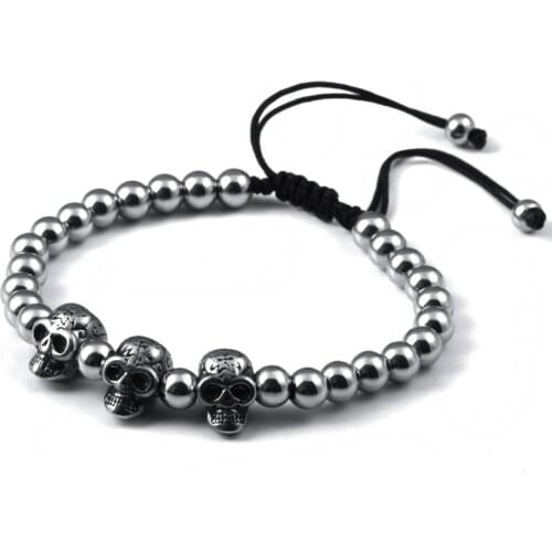 Fashion Jewelry Anil Arjandas Men girl Bracelets Skull beads 6 mm high quality Bangle Free shipping BC-0071