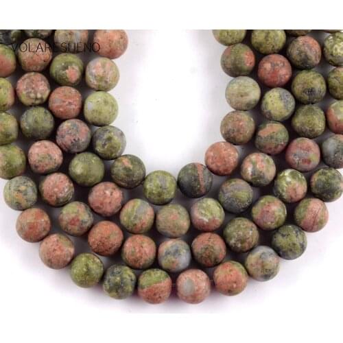 Natural Stone Dull Polish Matter Unakite Stone Round Beads Spacer Loose Beads For Jewelry Making 4/6/8/10/12mm Diy Bracelet 15"
