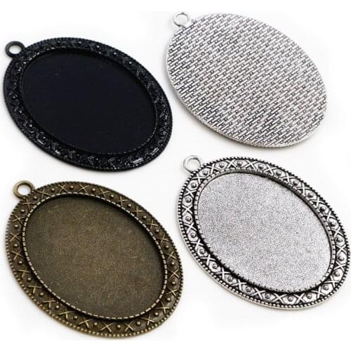 New Fashion 5pcs 30x40mm Inner Size 3 Colors Plated Baroque Style Cabochon Base Setting Charms Pendant Tray