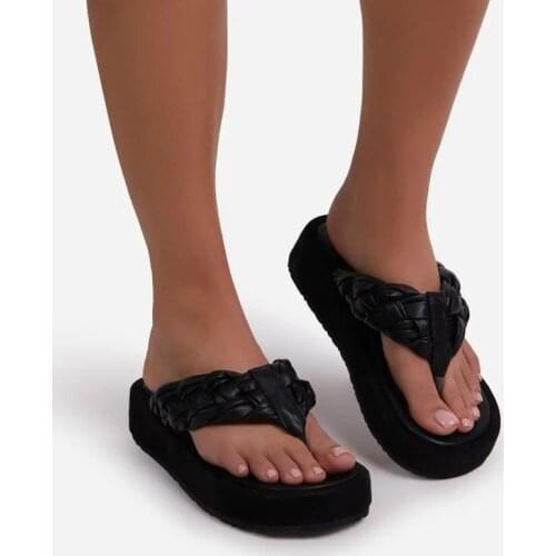 2021 New High Heel Thick Soled Womens Flip-flops Bis Size Casual Slippers for Women Woman Shoes High Heels Sexy EUR36-43 A060