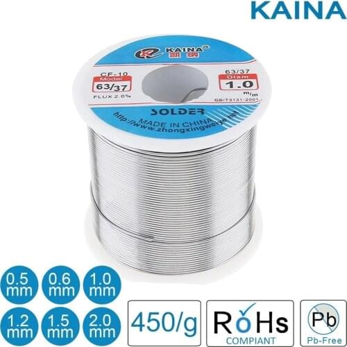 63/37 450g 1.0mm Tin Fine Wires Core Rosin Solder Wires with 2% Flux and Low Melting Point for Electric Soldering Iron