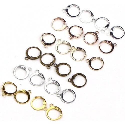 Wholesale Lots 100pcs/lot 14x12mm Silver Gold Bronze Color French Earring Hooks Wire Earrings Findings for DIY Jewelry Making