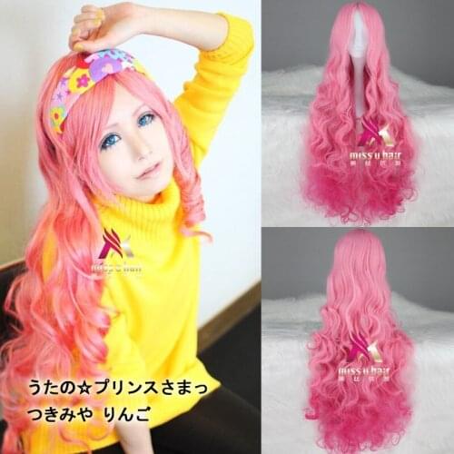 Movie LOVE1000% Long Synthetic Hair Wig for Women Heat Resistant Fiber Hairpiece Pink Gray Straight Cosplay Tsukimiya Ringo Wigs