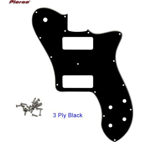 Pleroo Custom Guitar Parts For US FD 72 Tele Deluxe Reissue Guitar Pickguard With P90 Humbucker Replacement 3 Ply Black