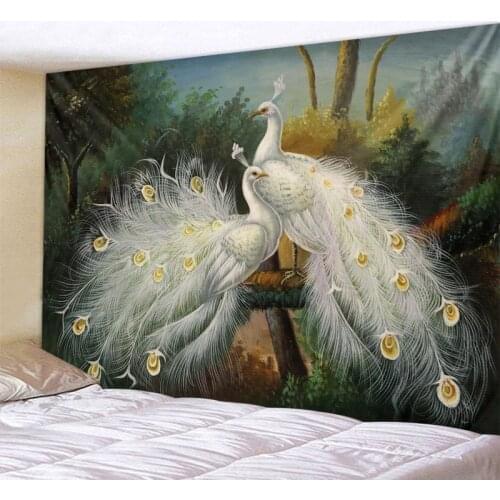 Peacock elk simple art tapestry wall hanging bohemian style psychedelic witchcraft art cartoon home background wall decoration