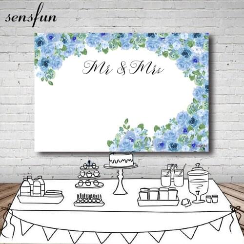Sensfun Blue Purple Tone Flowers Wedding Backdrops For Photo Studio Girls Lady Birthday Party Photography Backgrounds Custom