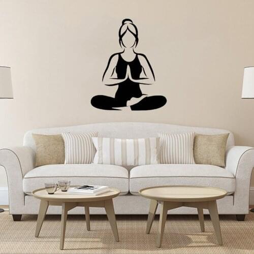 Fashion Yoga Beautiful Girl Meditation Decals Room Living Room Stickers Vinyl Wall ph340