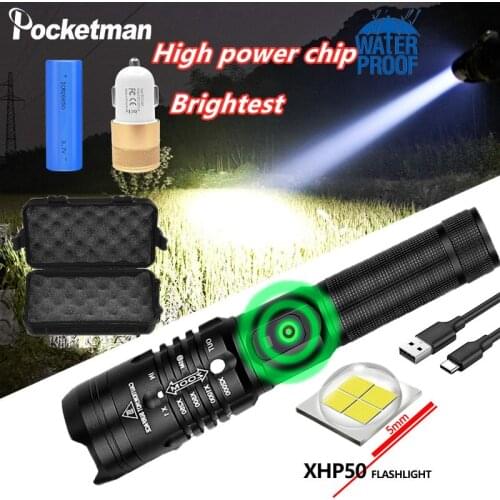 Ultra Bright POCKETMAN led flashlight super bright xhp502 usb flashlight 18650 best outdoor camping fishing hunting lights torch
