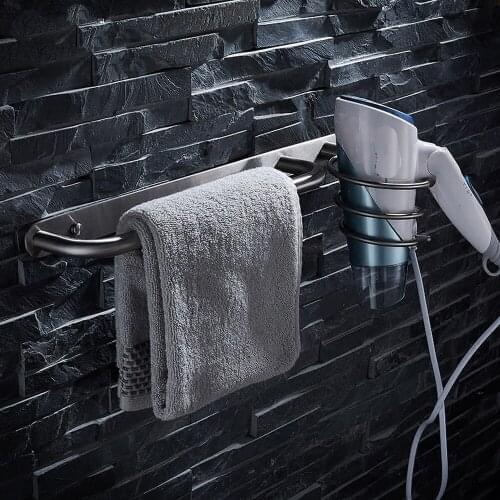 304 stainless steel storage rack multi-function hair dryer wall-mounted bathroom toilet towel rack storage rack wx6121137