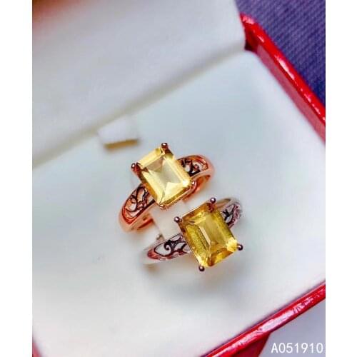 KJJEAXCMY boutique jewelry 925 sterling silver inlaid Citrine gemstone beautiful ring popular fashion