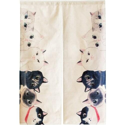 Cartoon Cat Printed Door Curtain Half Curtain Living Room Bedroom Partition Curtain Kitchen Door Curtain Feng Shui Curtain Noren