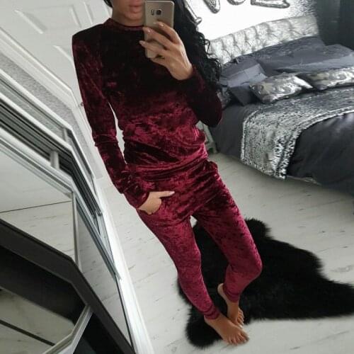 Women Tracksuit Velvet Hoodies + Pants Sport Sets Female Velour Fitness Set Traning Exercise Gym