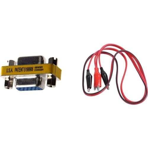 1 Pcs HD15 (VGA) Female / HD15 (VGA) Female, VGA Mini Gender Changer & 2 Pcs 92 cm Alligator Clip Cable