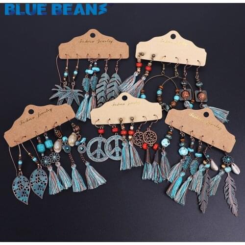 2020 New Earring bohemian Big Round Bronze Earrings Set For Women Bohemian Flower Shell Tassel Geometric Water Drop Earring