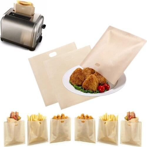 3 Pcs/Set Non Stick Reusable Heat-Resistant Toaster Bags Sandwich Fries Heating Bags Cooking Tools Gadget Kitchen Accessories