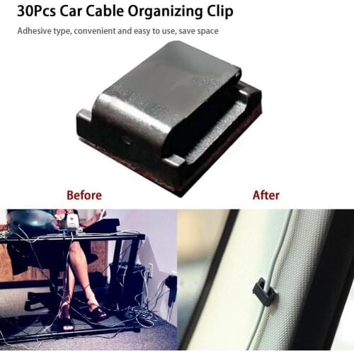 30Pcs Car Cable Organizer Holder Clip Multifunctional Self-adhesive Line Clasp Wire Clip Driving Recorder Charging Cable Fixer