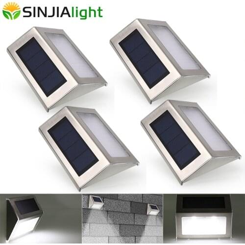 4pcs 2pcs LED Solar Lamp Outdoor Solar Lights Led Bulb Waterproof IP65 Wall Pathway Stairs Gutter Fence Solar Garden Light
