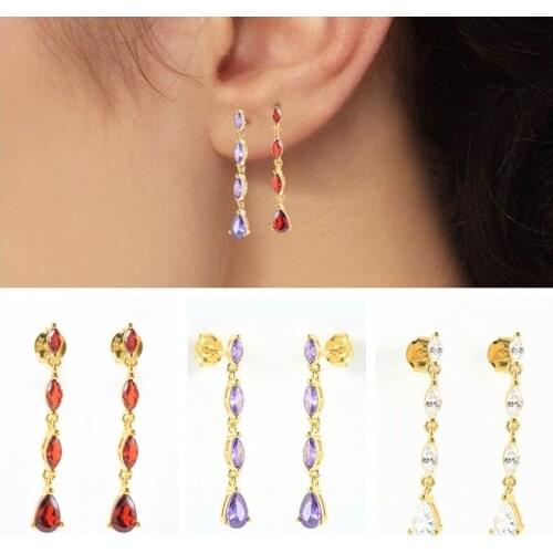 CANNER Stud Earrings 925 Sterling Silver Earrings For Women Horse Eye Zircon With 3 Colors Pendientes Plata 925 Piercing Jewelry