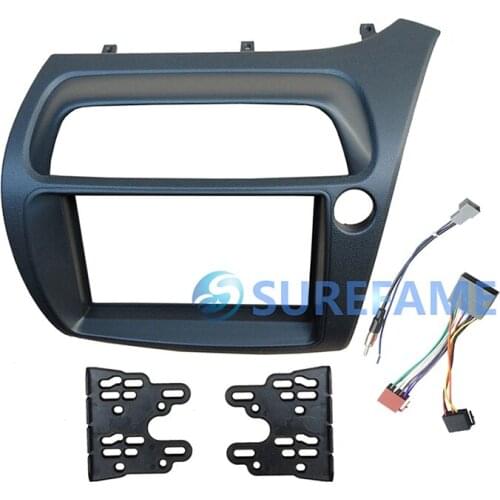 Double 2 Din Car Fascia for Honda For Civic FN RHD with Wire Harness Antenna Stereo Dash Mounting Kit Styling Trim Audio Panel