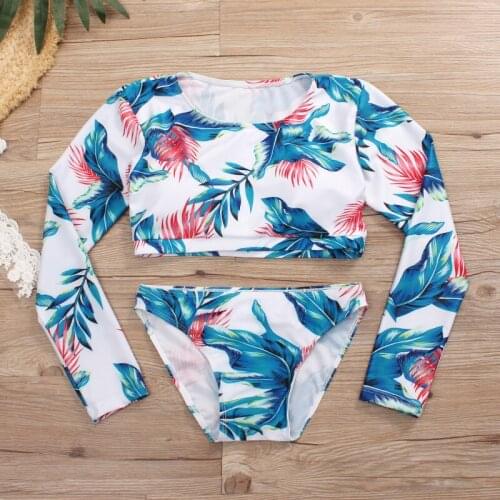 Brazilian Women Swimsuit Sleeves Two Pieces Bathing Swimming Suits Long Sleeve Rash Guard Swimwear Print Surfing Swim Wear Dress