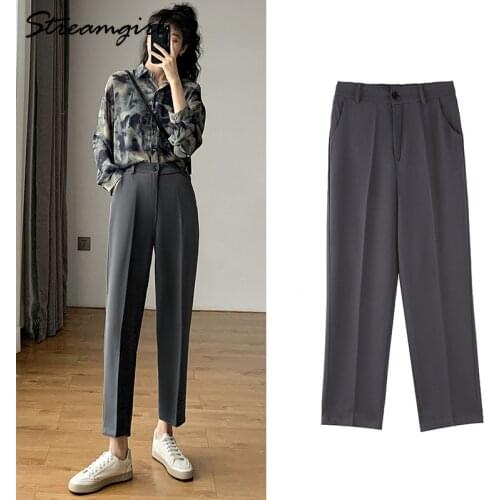 Black Summer Pants For Women High Waist Business Suit Trousers Spring Autumn Wide Leg Trousers Loose Casual Harem Pants Women