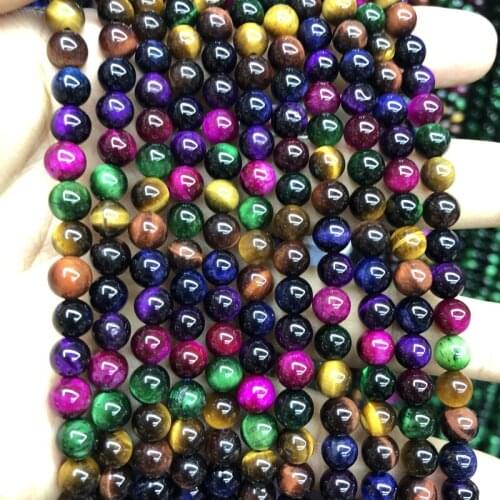 Wholesale A Quality Multi Tiger Eye Beads 6mm 8mm 10mm 12mm Round Gem stone Jewelry Beads,1 of 15" full strand