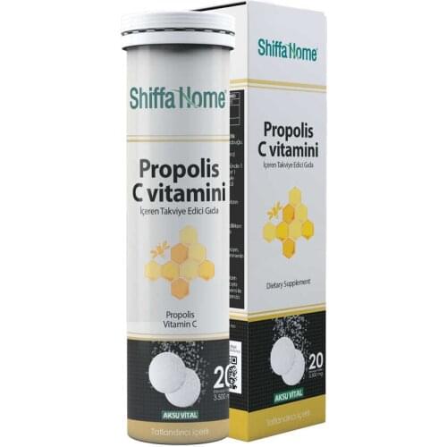 Aksu Vital Shiffa Home Propolis Effervescent 20 Tablets With Vitamin C Propolis Tablet Natural Food Mineral Organic Natural