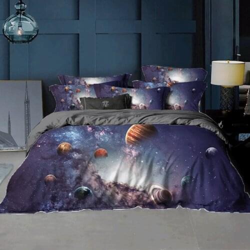 Galaxy 3D Bed Cover Space Child Duvet Cover Astronaut Bedding Set Single Black Bed Cover 135 Bedroom Sets Universe Bed Cover