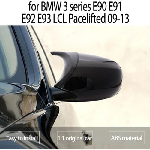 Rearview Mirror Caps Horn Shape Replacement M Style Side Mirror Cover for BMW 3 Series E90 E91 E92 E93 LCL Pacelifted 09-13