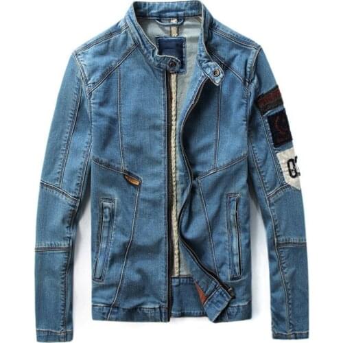 European Style Punk Fashion Male Denim Jacket Spring Overcoats Large Size XXXL Automotive Mens Jeans Coats Jacket Vintage A503