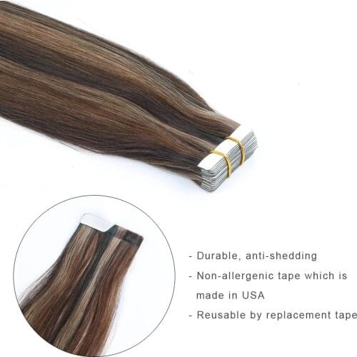 Kayla Tape Hair Extensions Human Hair Machine-made Remy Double Sided Adhesive Tape Extensions Hair 20/40pcs Tape Ons