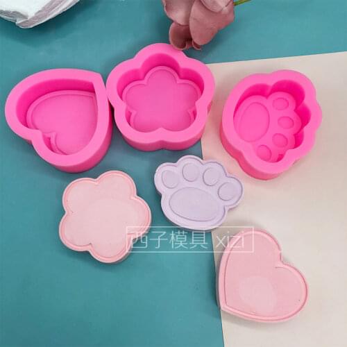 Lovely cat paw flower love stereo Mu Si mold chocolate ice cream baking tools aromatherapy candle soap mold