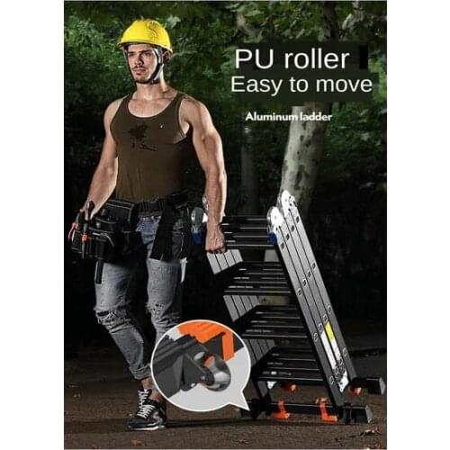 Multifunctional folding 3.7M straight ladder engineering ladder herringbone ladder construction decoration anti-tilting ladder