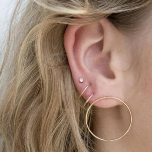 New 3 Pairs/set Fashion Style Stud Earrings For Women Gift Ear Set Personality Gold Color Geometric Earring Fashion Jewelry
