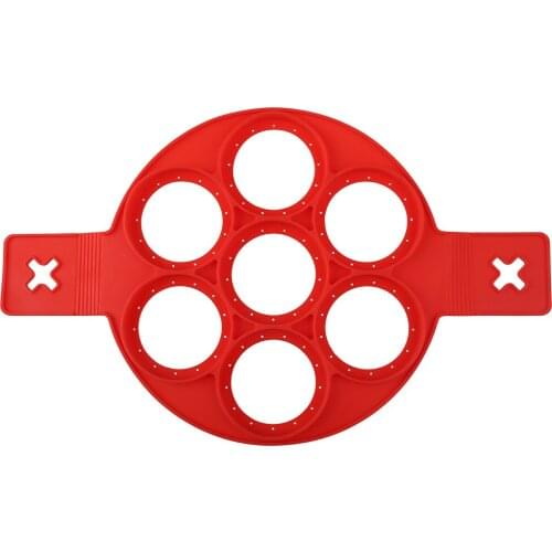 OOTDTY High Quality 7 hole round Christmas silicone breakfast fried egg pancake molds moulds rings omelette