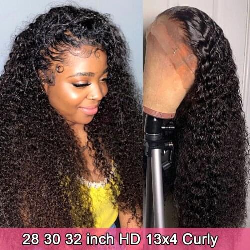 Curly Hair 13x4 Lace Front Human Hair Wigs For Women HD Transparent Lace Frontal Wig Brazilian Remy Perruque Cheveux Humain