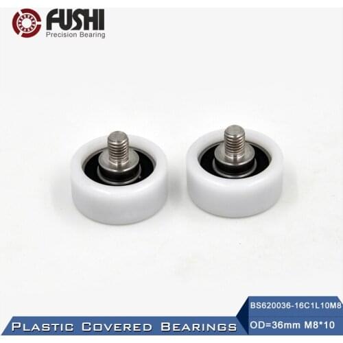 6200 2RS Screw Pulley Bearing OD 36 mm M8*10 ( 2 PCS ) Doors and Windows Roller Mute Wheel POM 6200 RS Plastic Covered Bearings