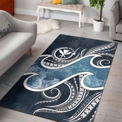 Polynesian Hawaii Area Rug Ocean Style Carpet Mat for Living Room Doormat Flannel Print Bedroom Non-slip Floor Rug