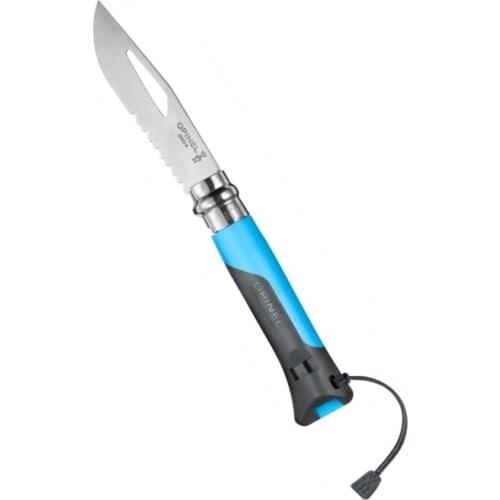 Opinel No 8 Outdoor (Blue) Stainless Steel Folding Pocket Knife with Polymer Handle Camping Hiking Trekking Outdoor Hunting