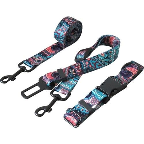 Dog Collar Leash Car Safety Seat Belt Straps Adjustable Chihuahua Harness For Small Medium Pet Walking Training Leads Products